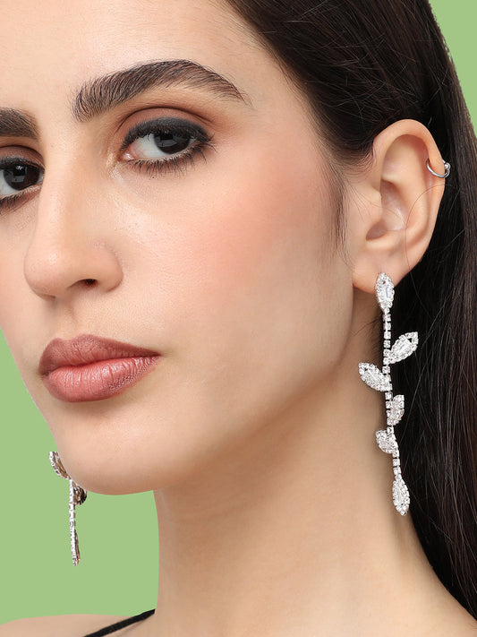 Silver Plated Designer Stone Party Drop Earring For Women