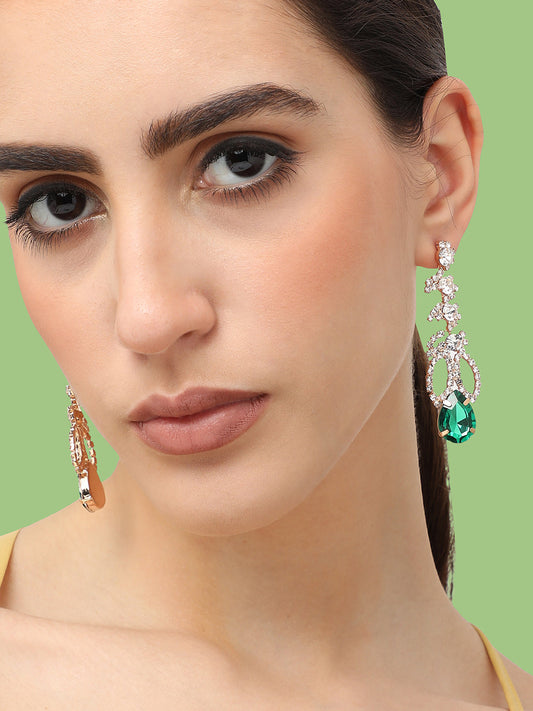 Gold Plated Designer Stone Party Drop Earring For Women