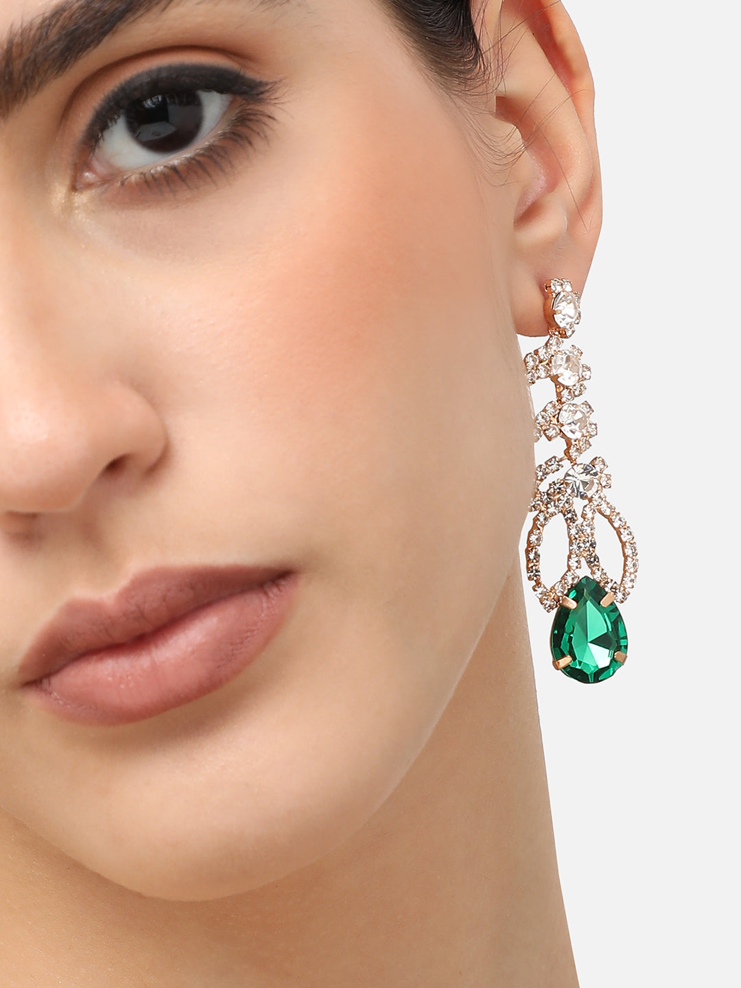 Gold Plated Designer Stone Party Drop Earring For Women