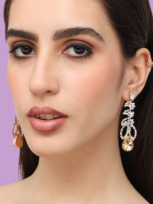 Gold Plated Designer Stone Party Drop Earring For Women