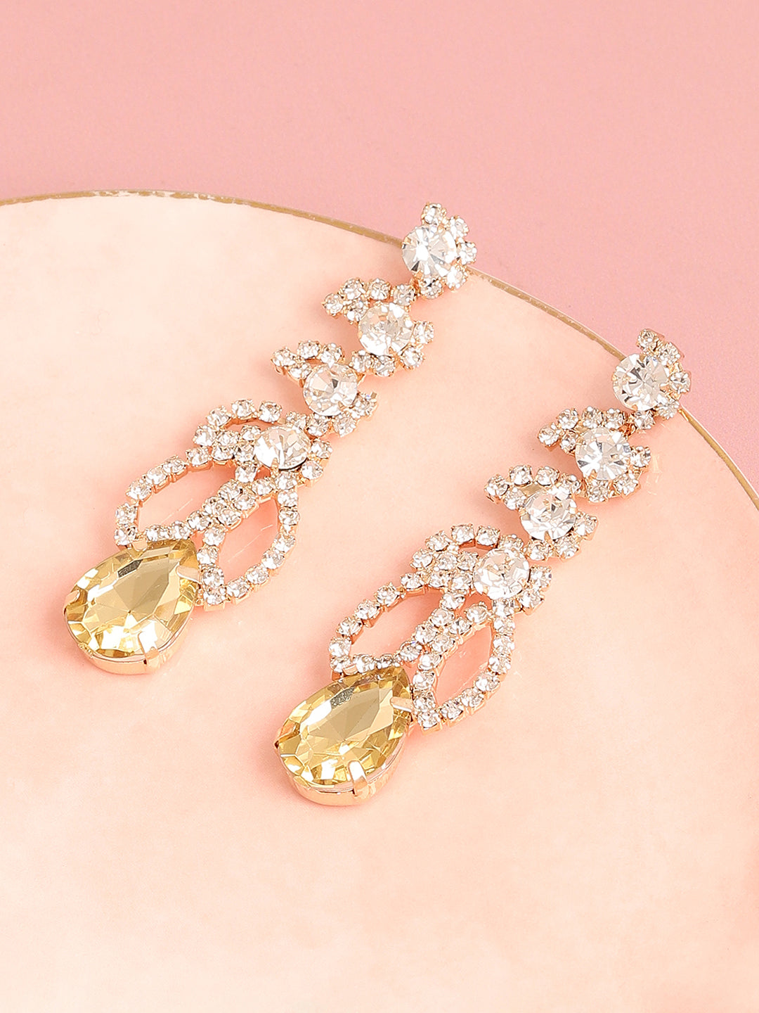 Gold Plated Designer Stone Party Drop Earring For Women