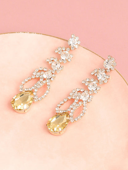 Gold Plated Designer Stone Party Drop Earring For Women