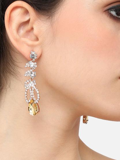 Gold Plated Designer Stone Party Drop Earring For Women