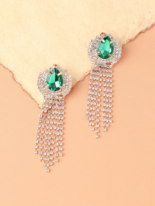 Gold Plated Designer Stone Party Drop Earring For Women