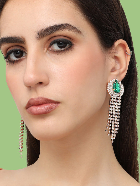 Gold Plated Designer Stone Party Drop Earring For Women