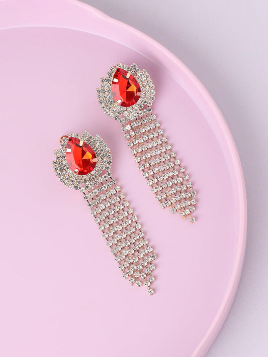 Gold Plated Designer Stone Party Drop Earring For Women