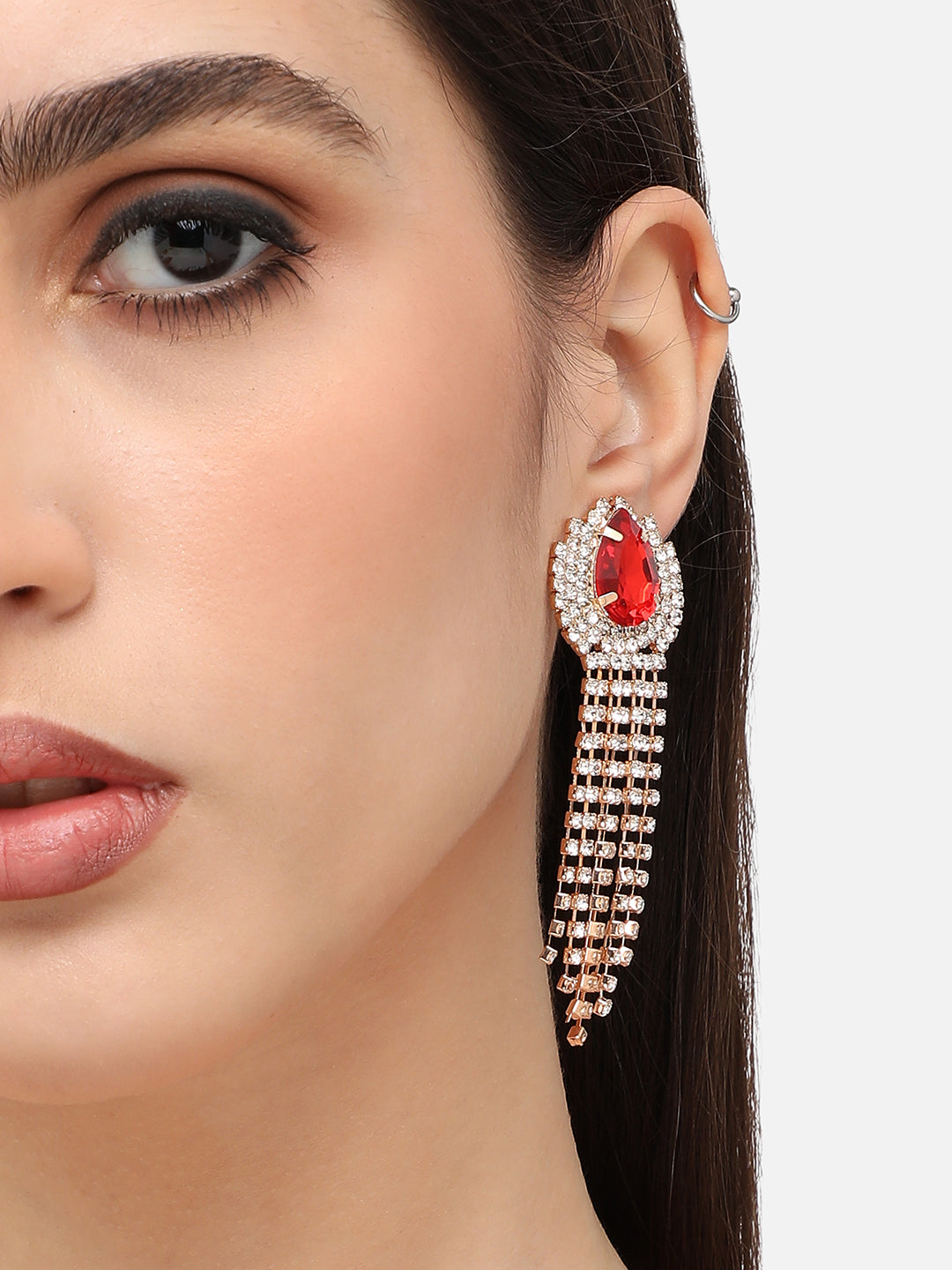Gold Plated Designer Stone Party Drop Earring For Women