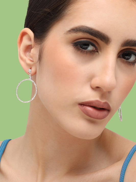 Silver Plated Designer Stone Party Drop Earring For Women