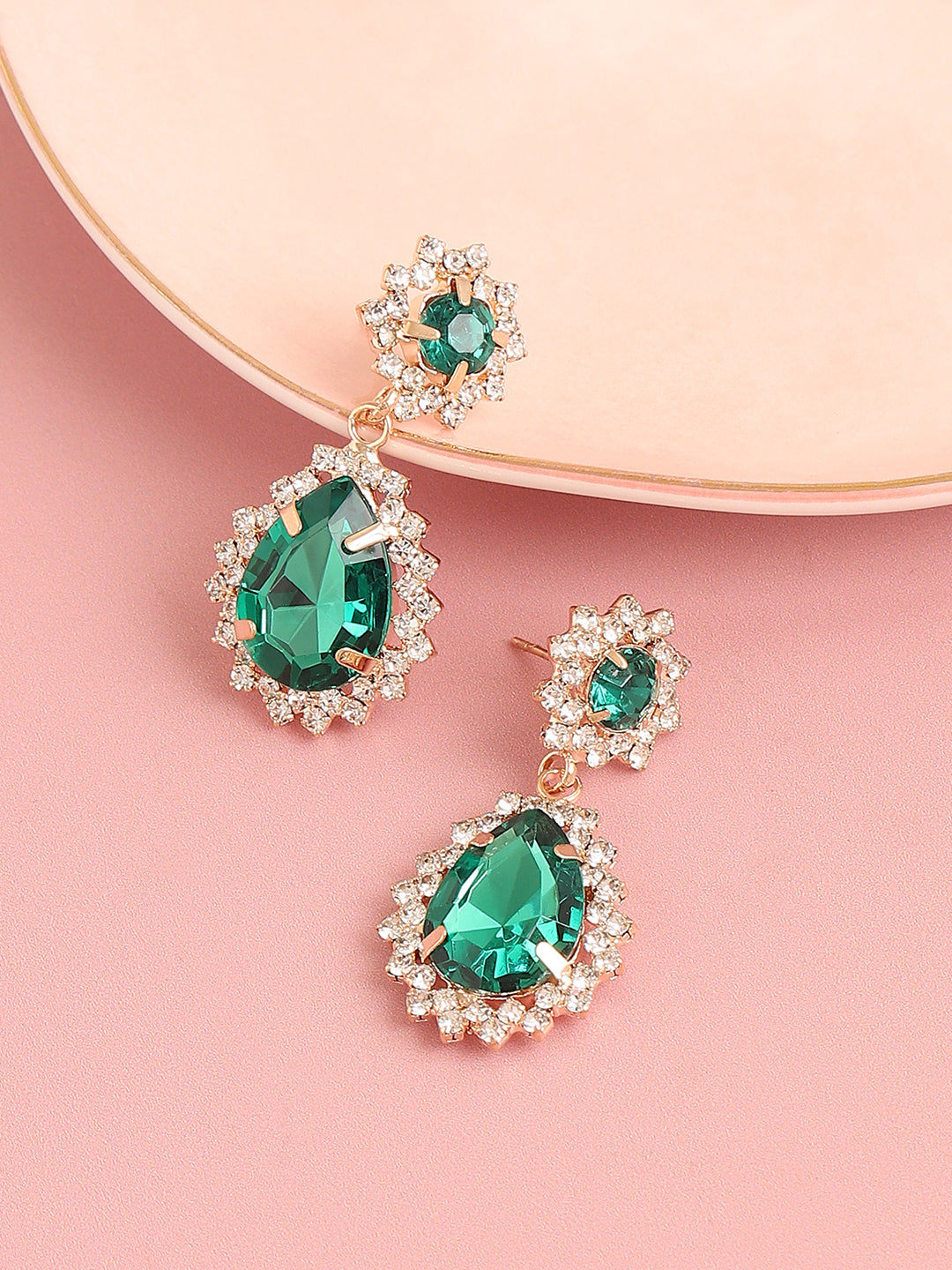Gold Plated Designer Stone Party Drop Earring For Women