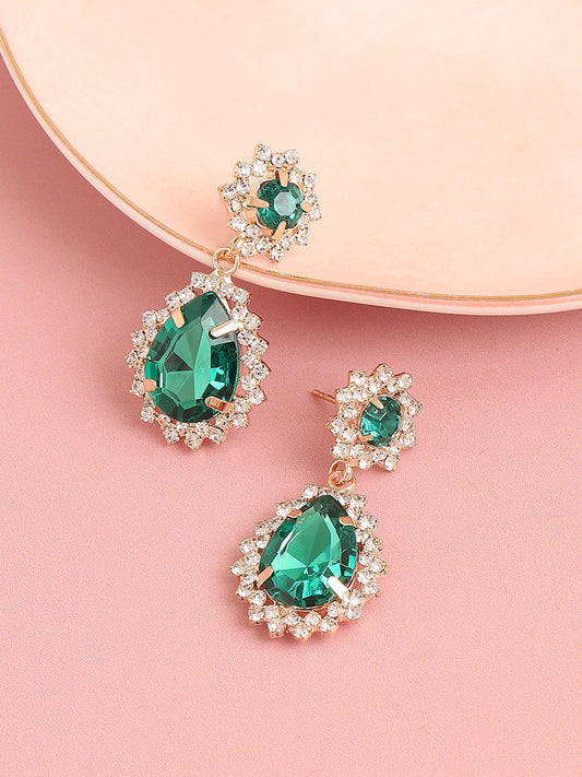 Gold Plated Designer Stone Party Drop Earring For Women