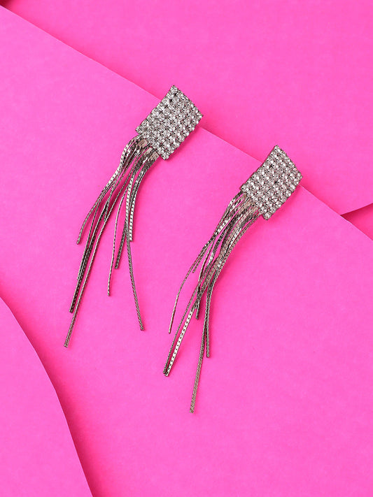 Silver Plated Designer Stone Party Drop Earring For Women
