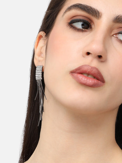 Silver Plated Designer Stone Party Drop Earring For Women