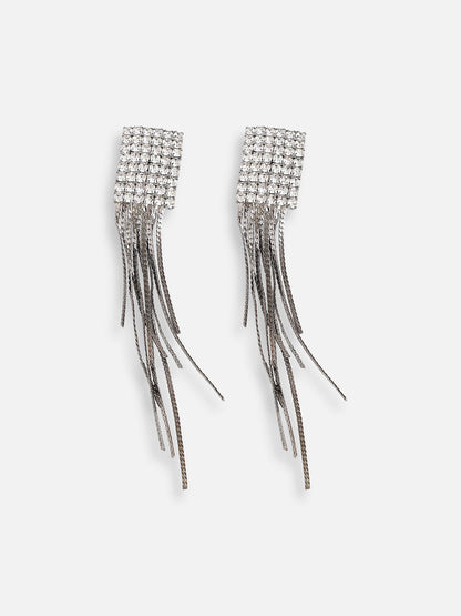 Silver Plated Designer Stone Party Drop Earring For Women