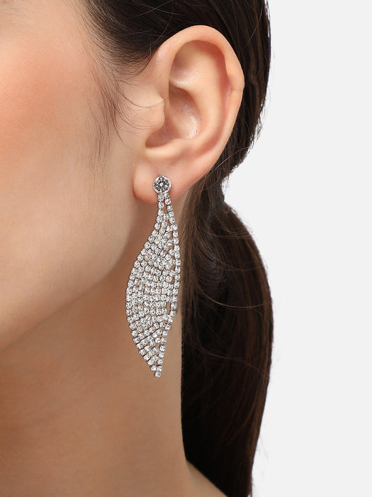 Silver Plated Designer Stone Party Drop Earring For Women