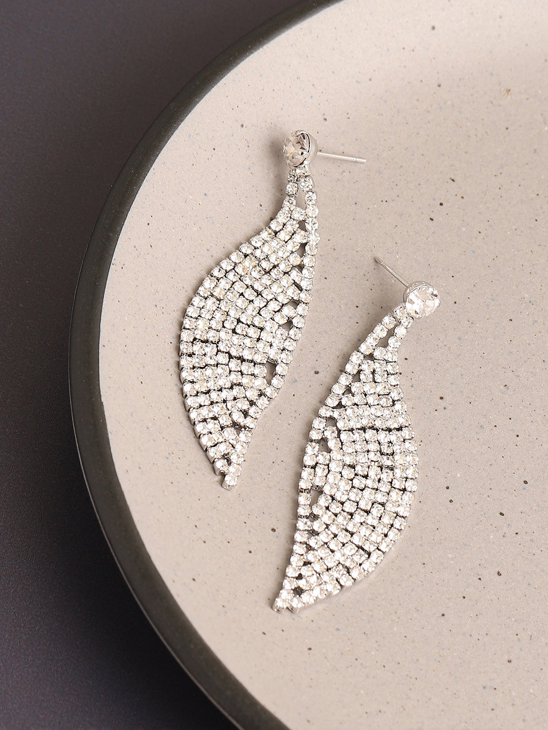 Silver Plated Designer Stone Party Drop Earring For Women