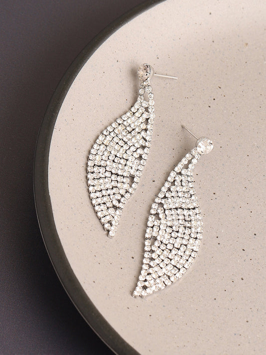 Silver Plated Designer Stone Party Drop Earring For Women