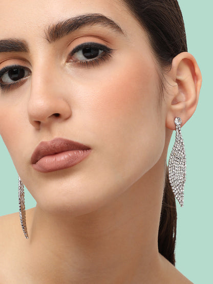 Silver Plated Designer Stone Party Drop Earring For Women