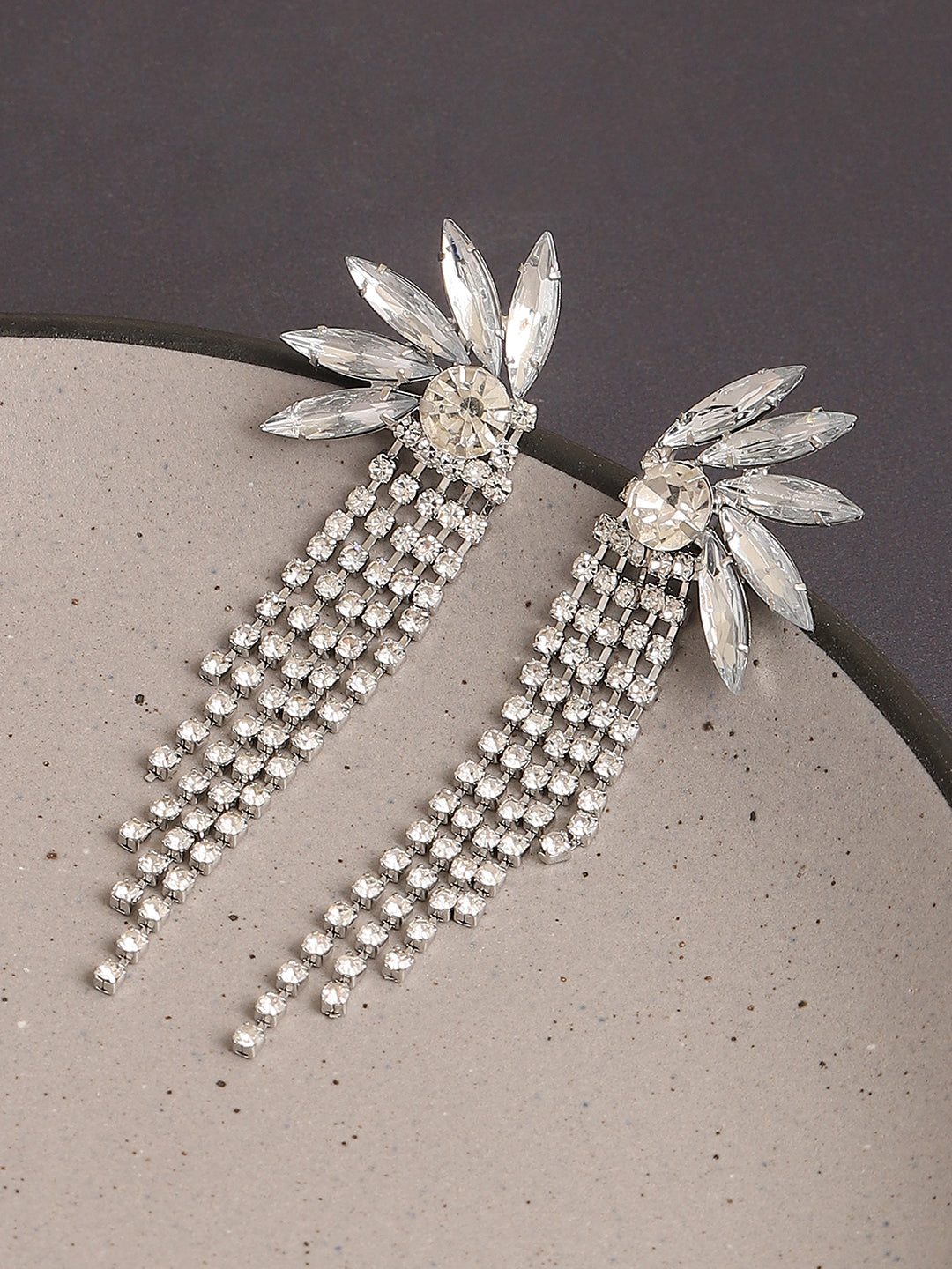 Silver Plated Designer Stone Party Drop Earring For Women