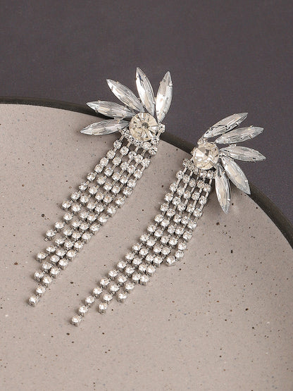 Silver Plated Designer Stone Party Drop Earring For Women