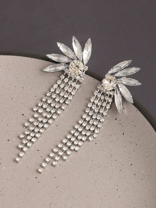 Silver Plated Designer Stone Party Drop Earring For Women