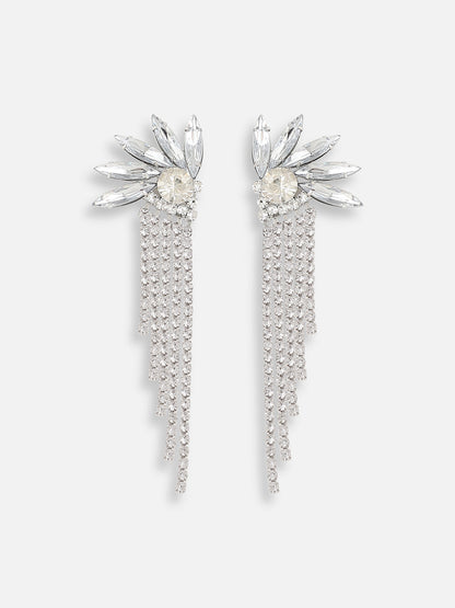 Silver Plated Designer Stone Party Drop Earring For Women