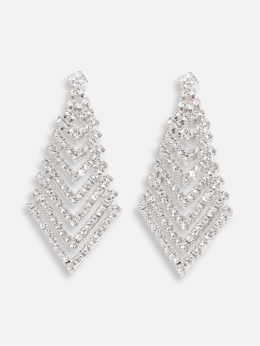 Silver Plated Designer Stone Party Drop Earring For Women