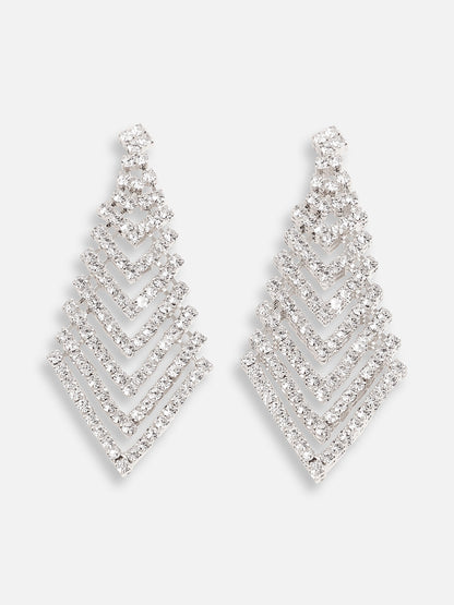 Silver Plated Designer Stone Party Drop Earring For Women