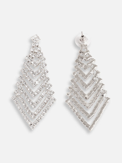 Silver Plated Designer Stone Party Drop Earring For Women