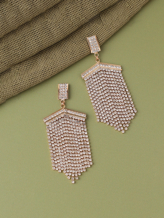 Gold Plated Designer Stone Party Drop Earring For Women