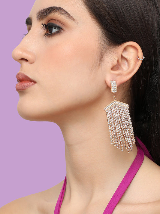 Gold Plated Designer Stone Party Drop Earring For Women