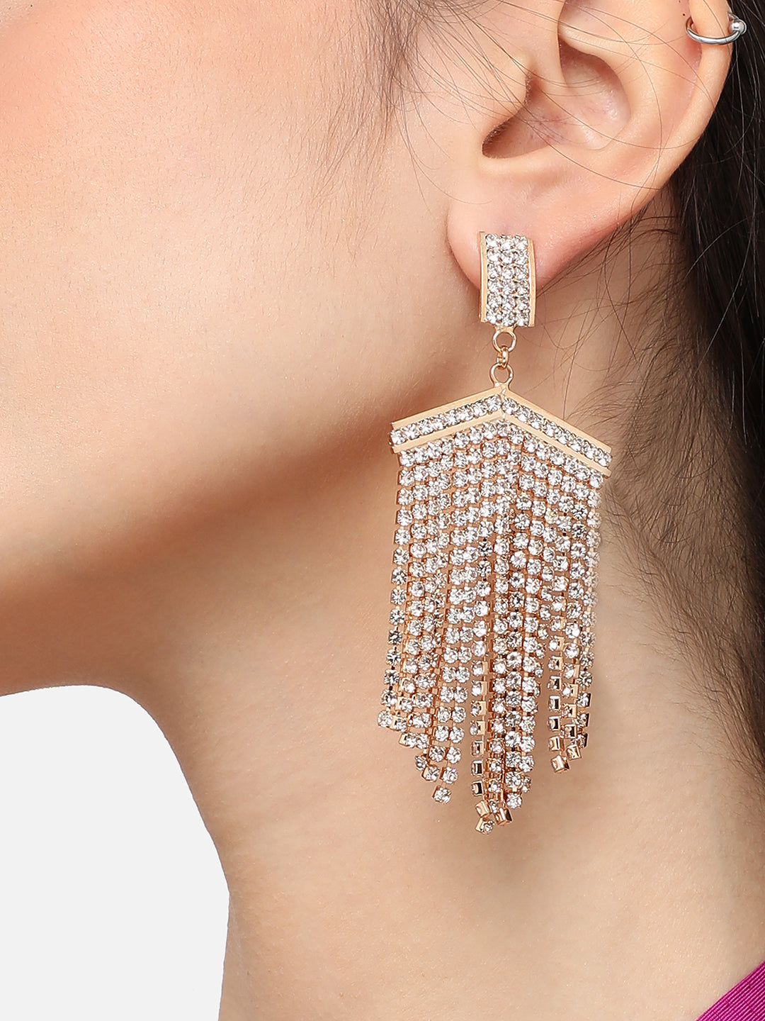 Gold Plated Designer Stone Party Drop Earring For Women