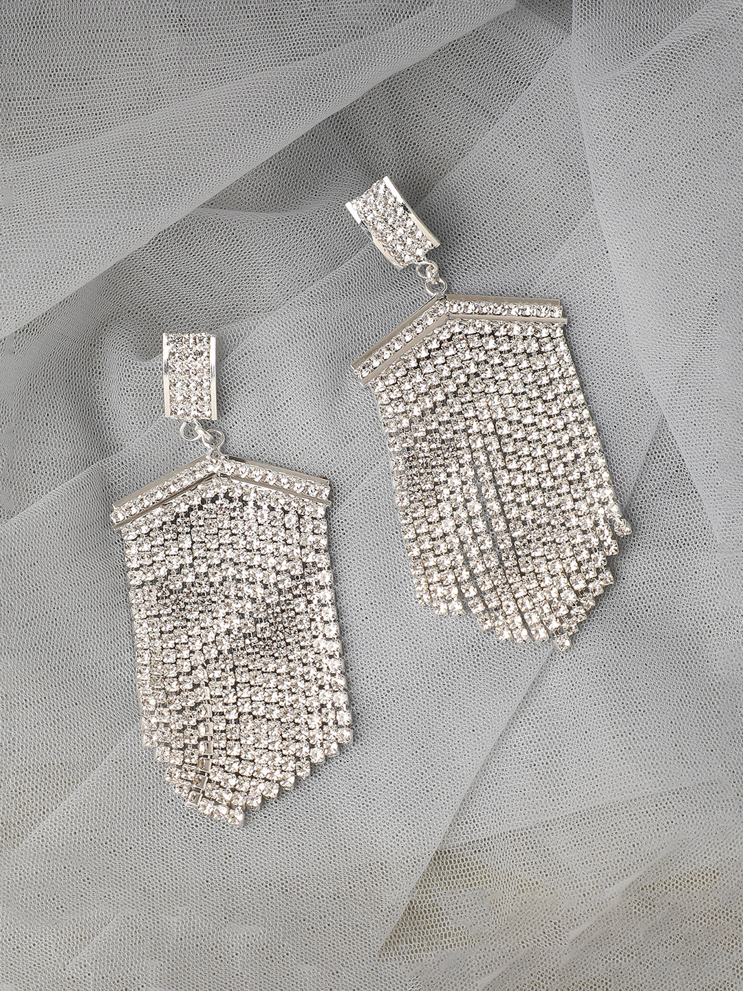Silver Plated Designer Stone Party Drop Earring For Women