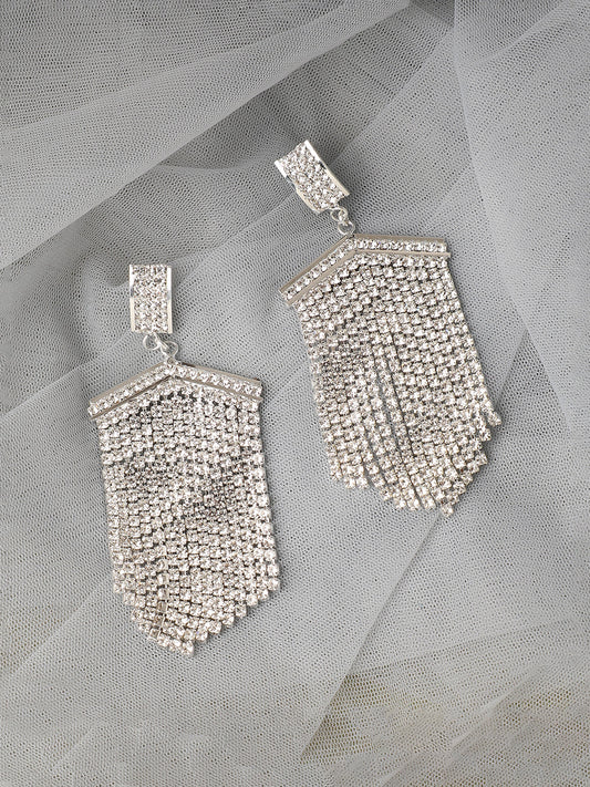 Silver Plated Designer Stone Party Drop Earring For Women