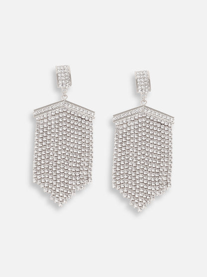 Silver Plated Designer Stone Party Drop Earring For Women