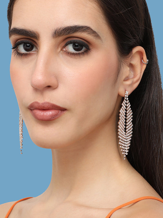 Silver Plated Designer Stone Party Drop Earring For Women