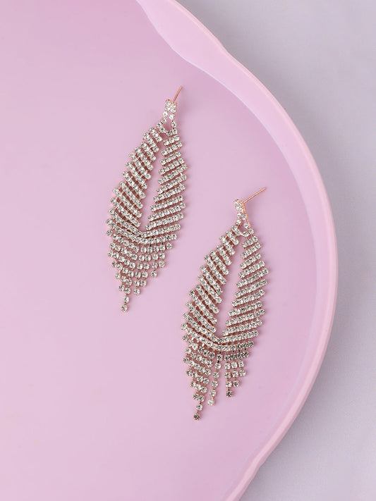 Silver Plated Designer Stone Party Drop Earring For Women