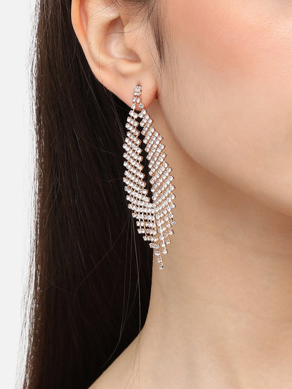 Silver Plated Designer Stone Party Drop Earring For Women