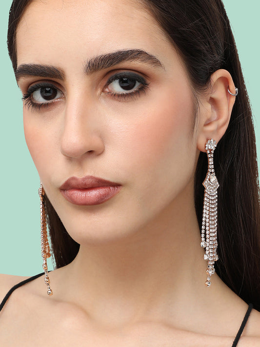 Silver Plated Designer Stone Party Drop Earring For Women