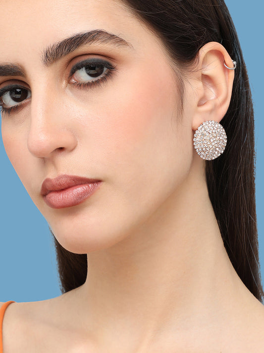 Silver Plated Designer Stone Party Stud For Women