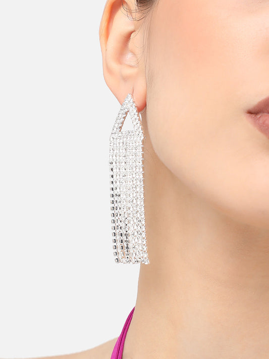 Silver Plated Designer Stone Party Drop Earring For Women