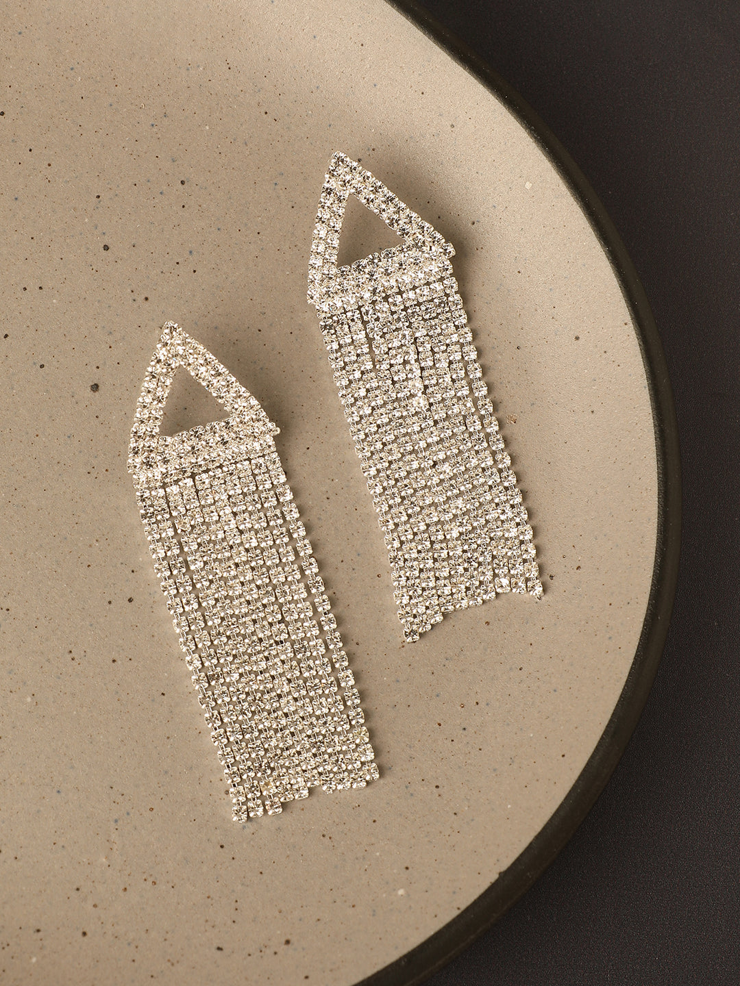 Silver Plated Designer Stone Party Drop Earring For Women