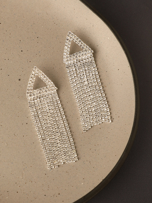 Silver Plated Designer Stone Party Drop Earring For Women