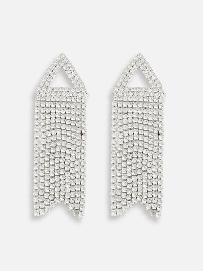 Silver Plated Designer Stone Party Drop Earring For Women