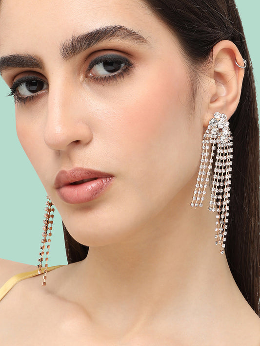 Silver Plated Designer Stone Party Drop Earring For Women