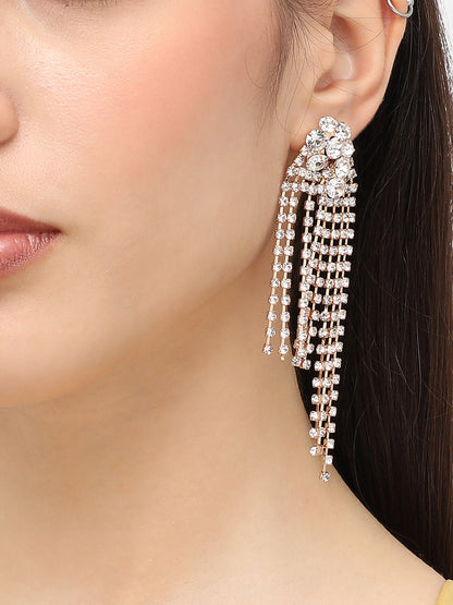Silver Plated Designer Stone Party Drop Earring For Women