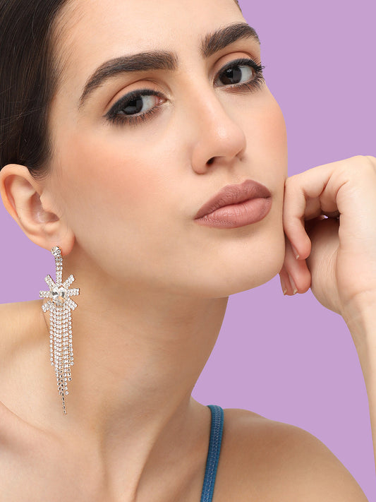 Silver Plated Designer Stone Party Drop Earring For Women