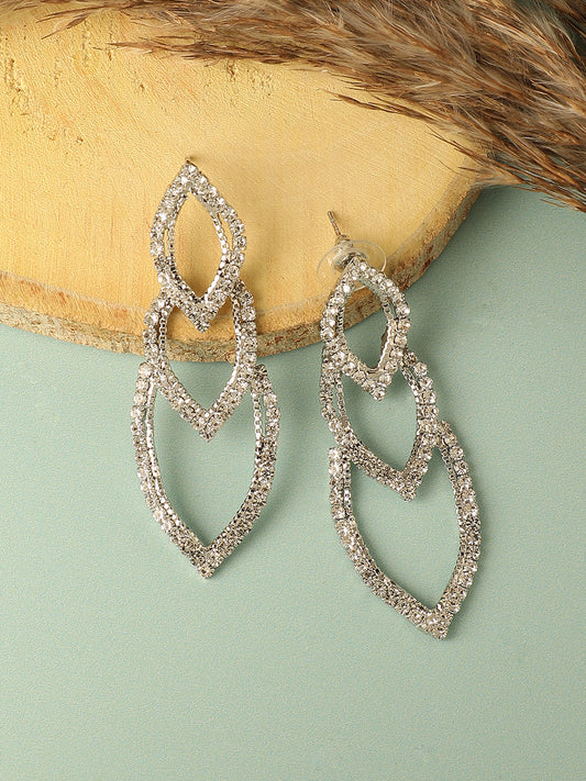 Silver Plated Designer Stone Party Drop Earring For Women