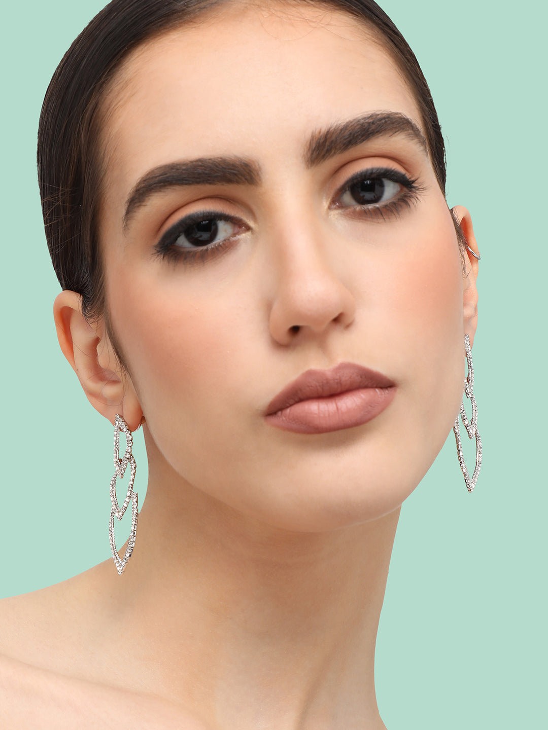 Silver Plated Designer Stone Party Drop Earring For Women