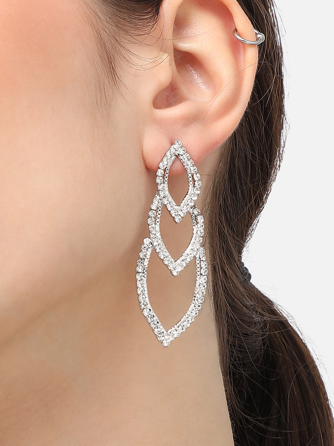 Silver Plated Designer Stone Party Drop Earring For Women