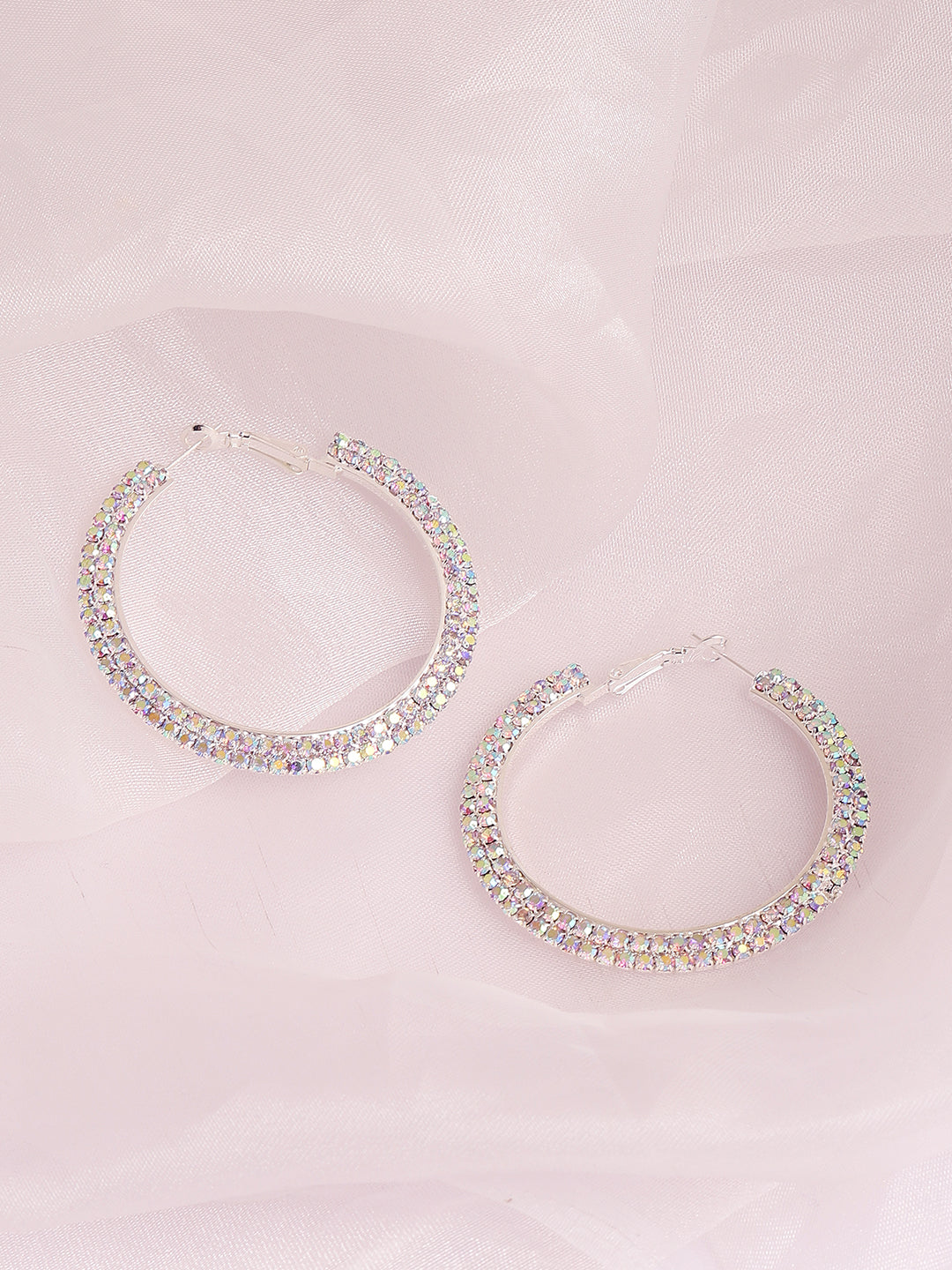 Silver Plated Designer Stone Party Hoop Earring For Women